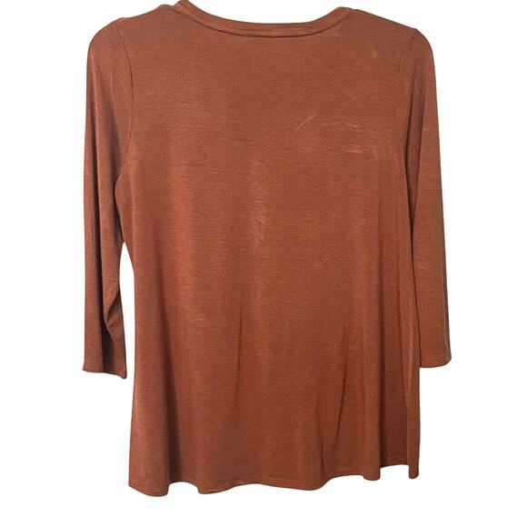 LOGO BY LORI GOLDSTEIN LONG SLV CREW NECK PULL-OVER TOP, WOMENS, L, DARK ORANGE - Picture 5 of 10